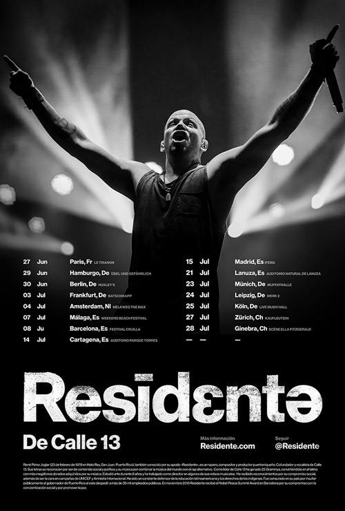 Residente, fechas de su gira en España