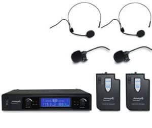 Audibax Missouri 2500 Professionelles Funkmikrofon-Set – 2 Lavalier- & 2 Headset-Mikrofone, 80 M Reichweite