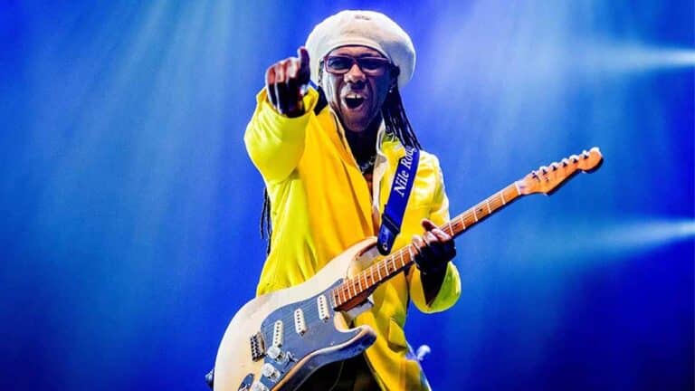 Portrait of Nile Rodgers, legendary disco-funk producer